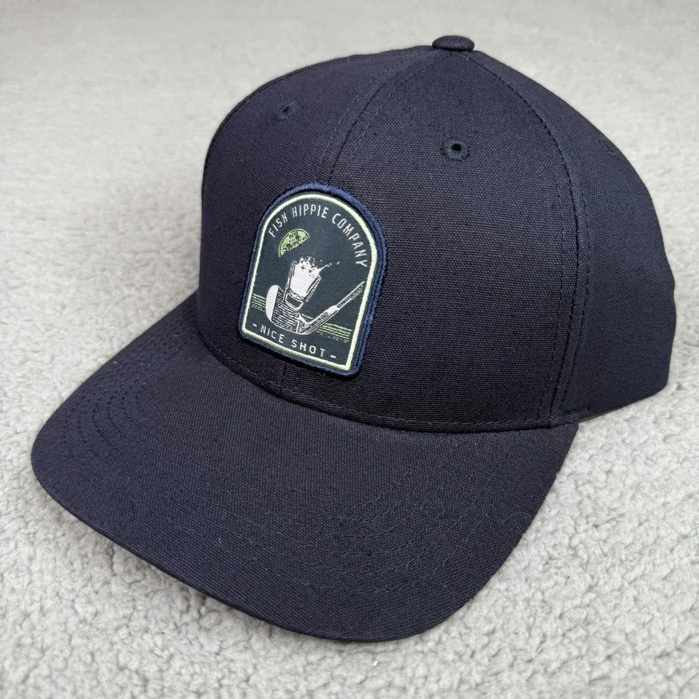 Fish Hippie Hat Cap Snapback Navy Structured Nice Shot Golf Patch Cocktail New